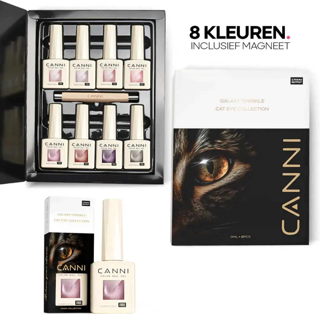 Canni Magnetische Cat Eye Gellakset - 8 Kleuren 9ml - Inclusief Magneet