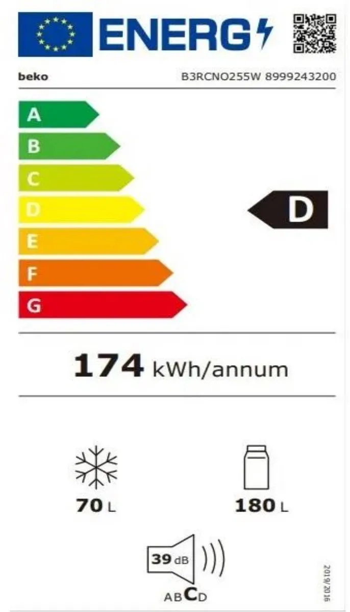 Beko B3RCNO255W Koelvriescombinatie 250L - Wit