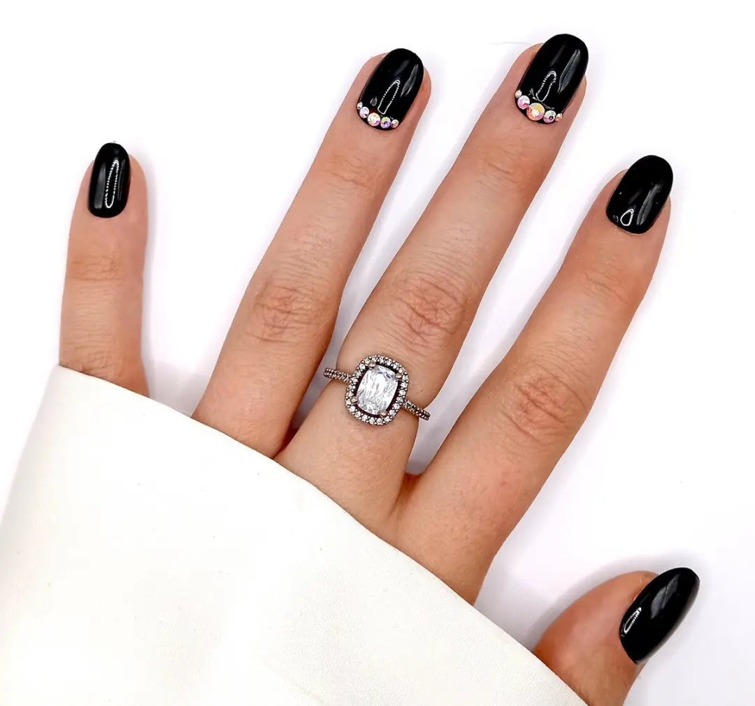 SD Press on Nails B2 Plaknagels - 20 Stuks - Zwart Steentjes - afbeelding 6 van 6