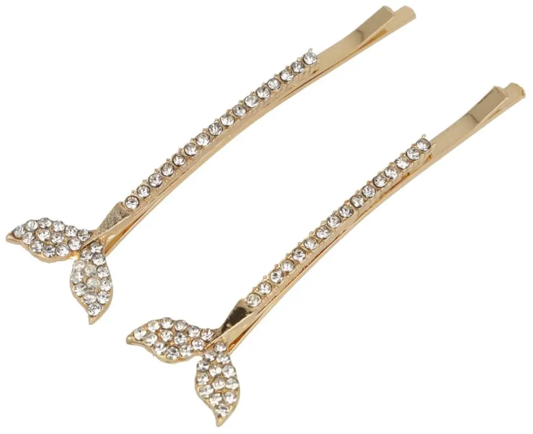 Haarsoires Haarspeld Schuifspeldjes Recht 6cm Goud - Strass Steentjes - 2 Stuks