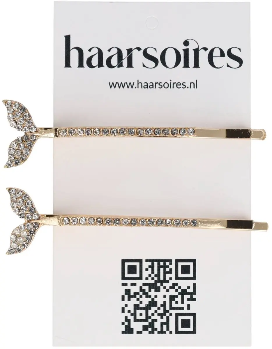Haarsoires Haarspeld Schuifspeldjes Recht 6cm Goud - Strass Steentjes - 2 Stuks