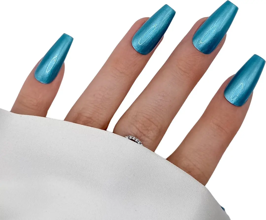 SD Press on Nails B-99 Plaknagels Metallic Blauw - 20 Stuks