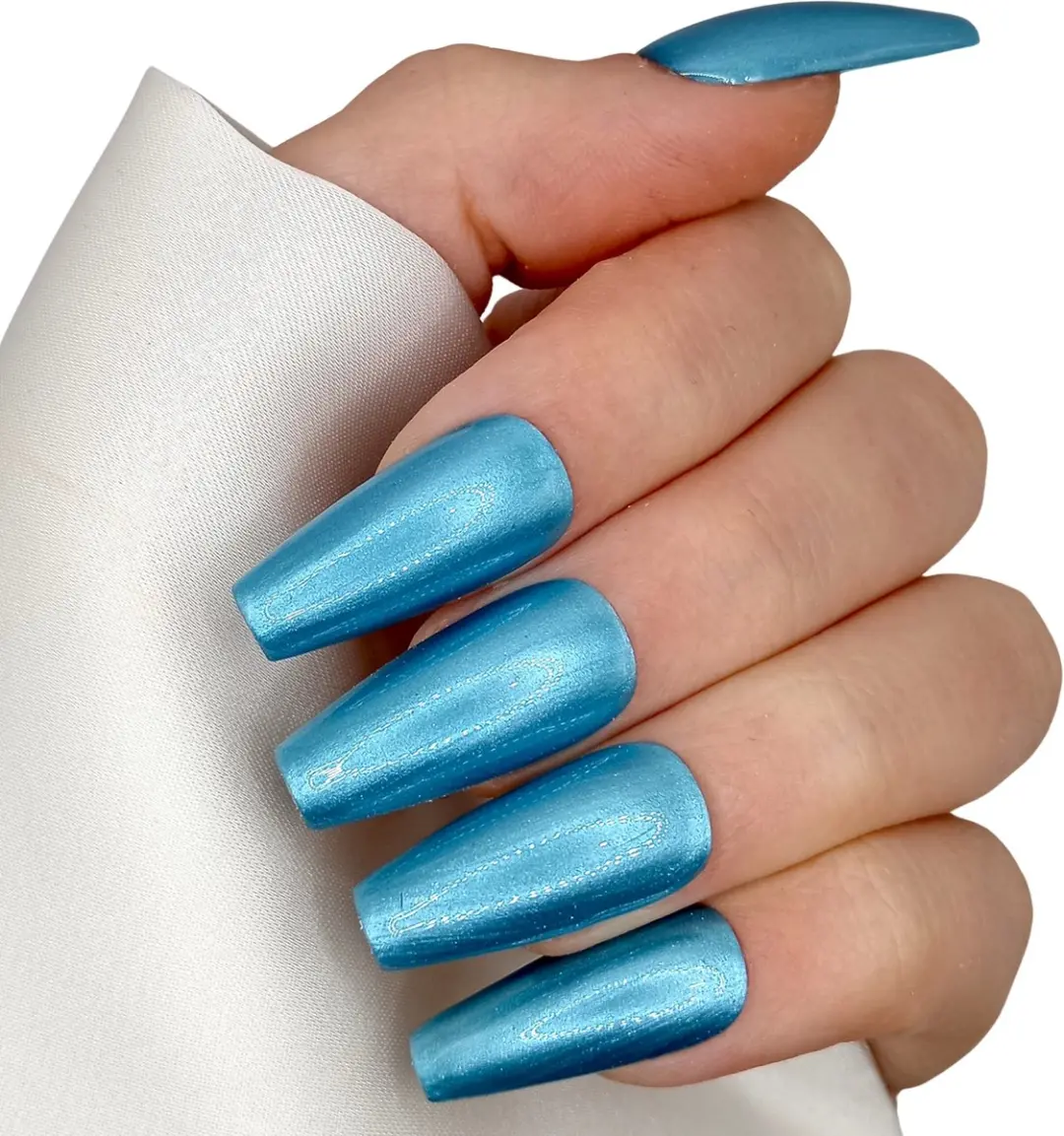 SD Press on Nails B-99 Plaknagels Metallic Blauw
