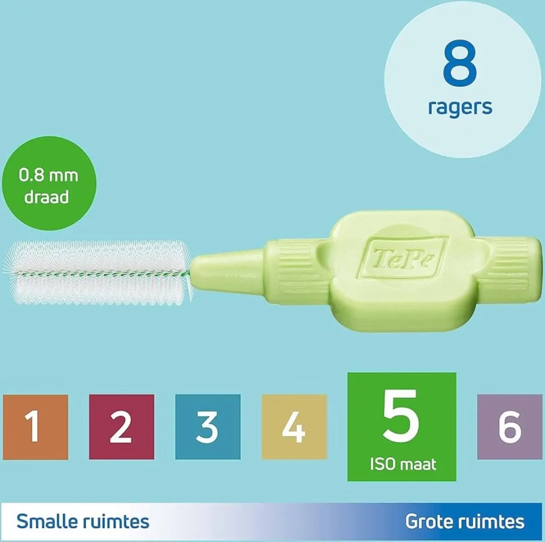 TePe Interdentale Ragers Origineel 0,8mm - 8 Stuks - Groen