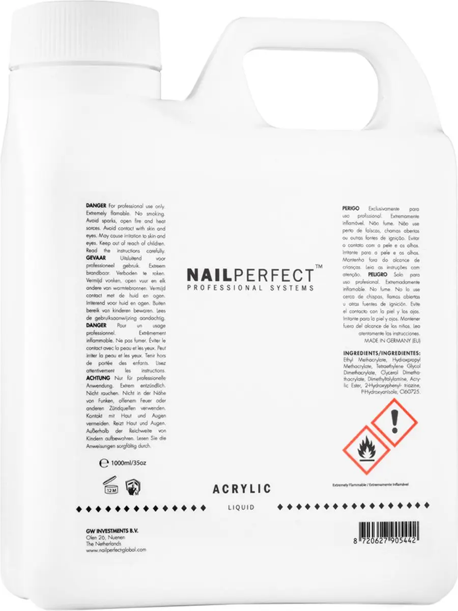 Nail Perfect Acrylic Liquid 1000ml - Zwart