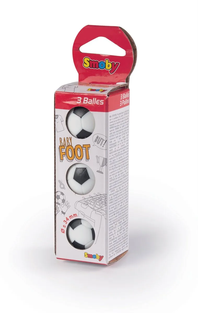 Smoby - Voetbaltafel Balletjes - 3 stuks - 34 mm - Zwart & Wit