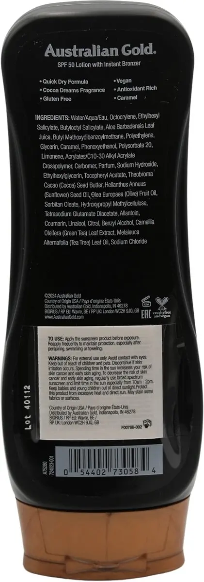 Australian Gold SPF50 Lotion met Bronzer 237ml