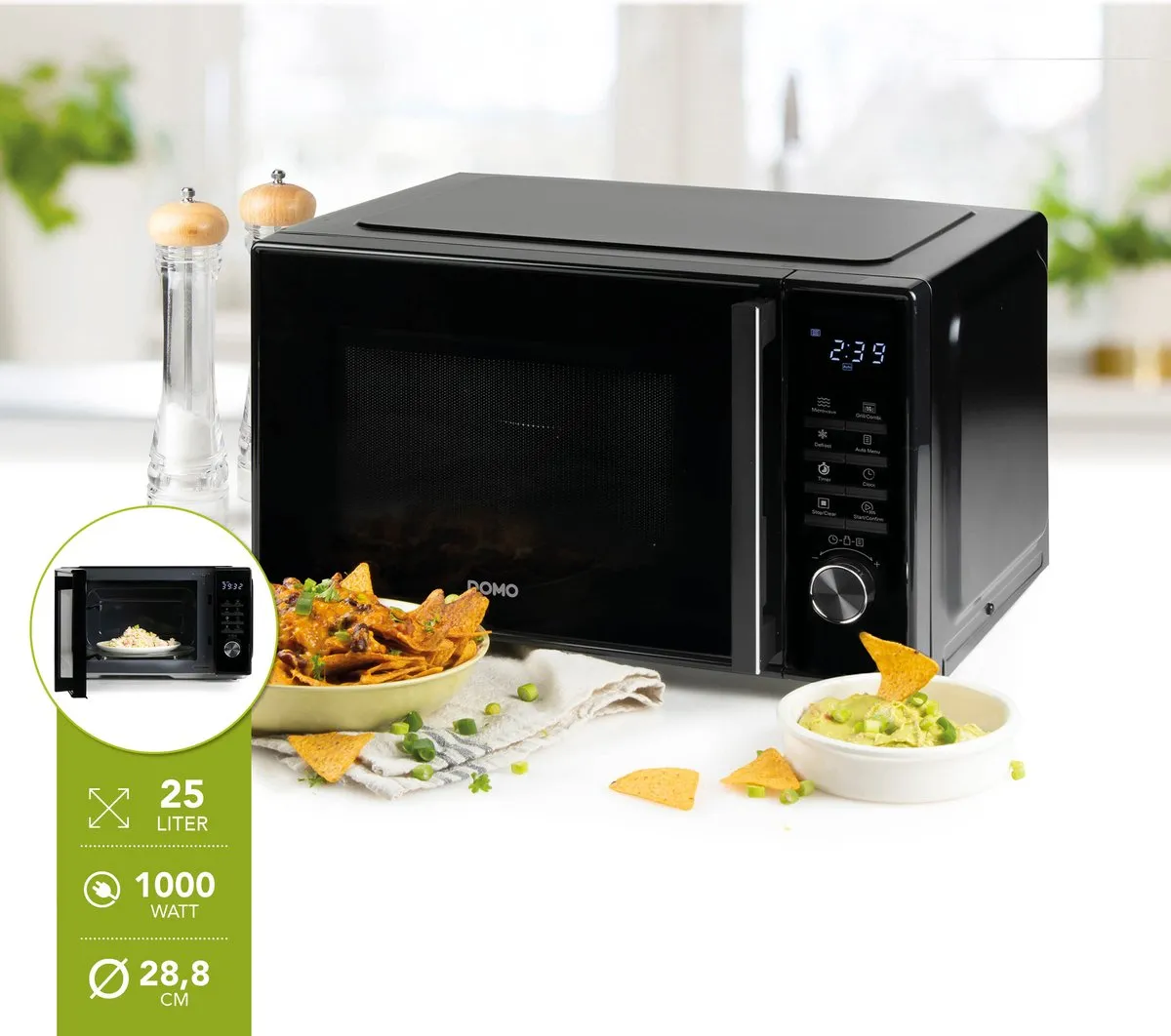 Domo DO22501G Magnetron met Grill 25L 1000W - Zwart