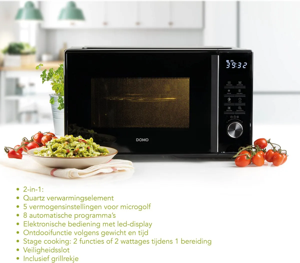 Domo DO22501G Magnetron met Grill 25L 1000W - Zwart