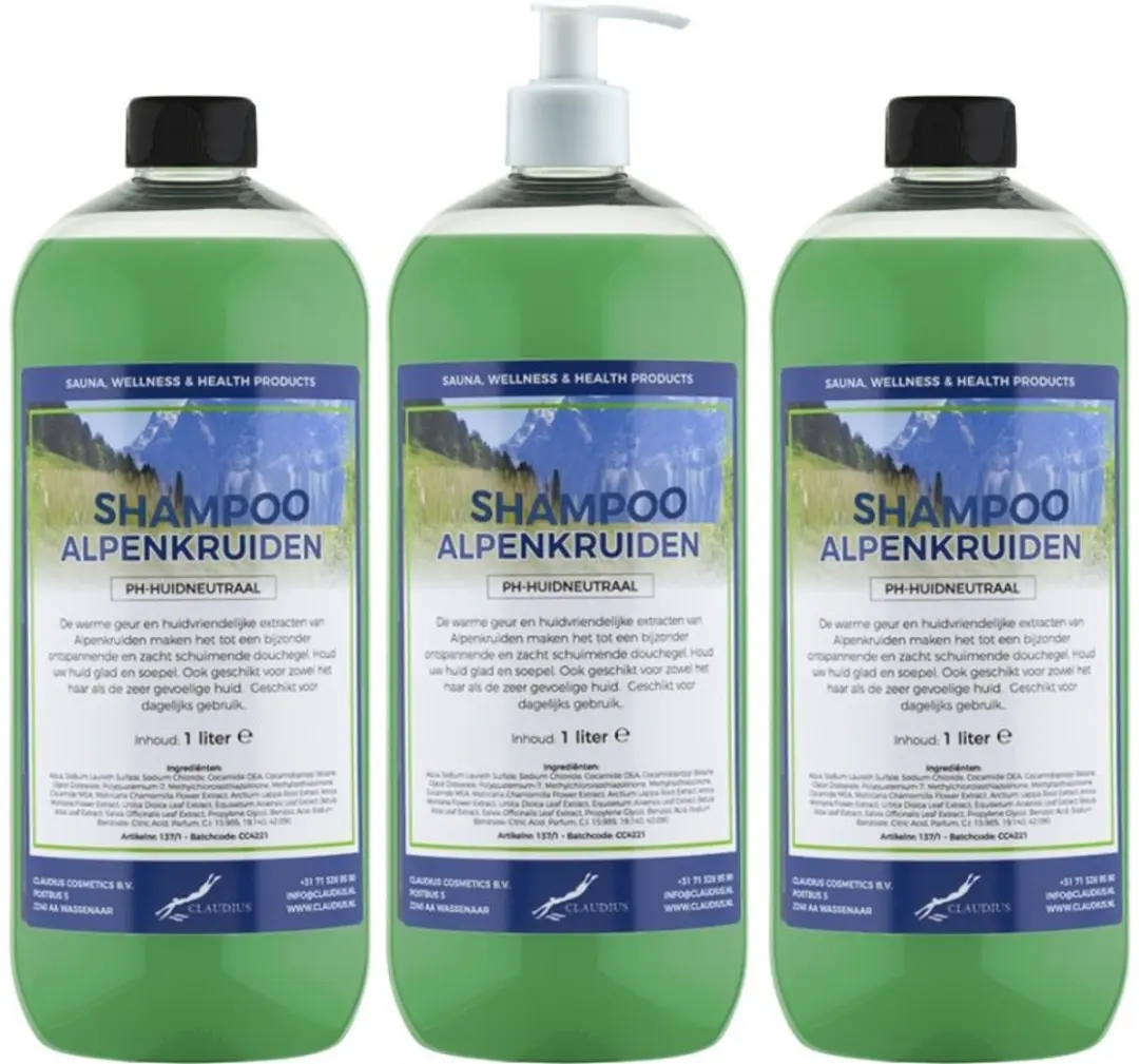 Splashbox Cosmetics Alpenkruiden Shampoo 1L - 3 Stuks