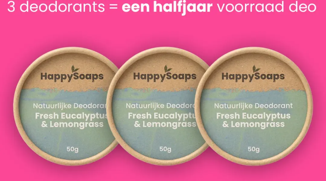 HappySoaps Halfjaarbox Natuurlijke Deodorant Fresh Eucalyptus - 3x45g