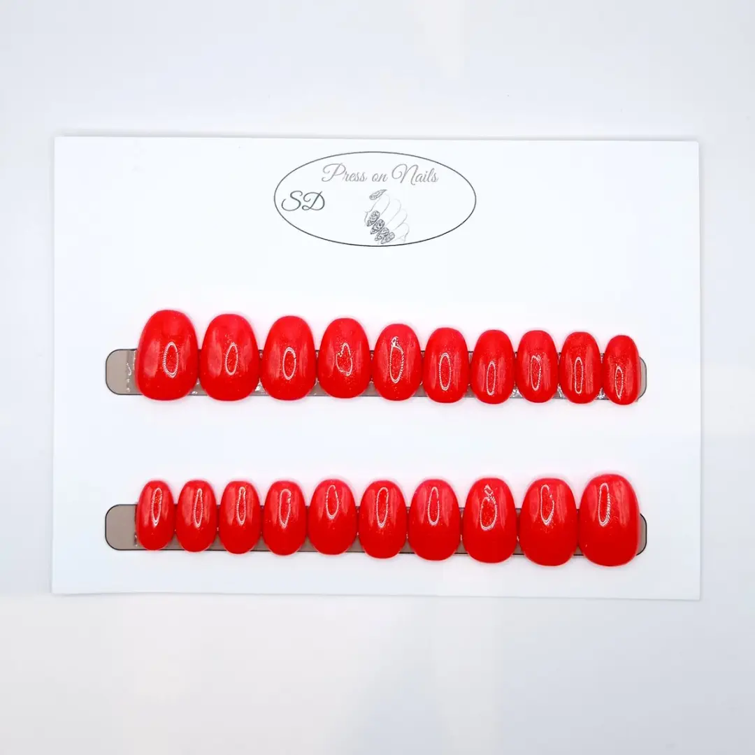 SD Press on Nails B-59 Plaknagels - 20 Stuks Rood