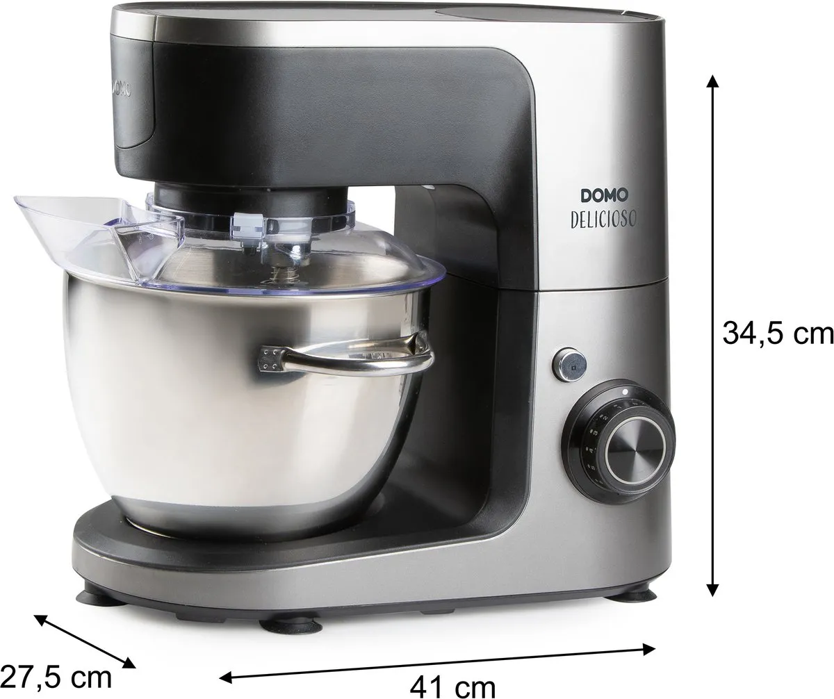 Domo Delicioso Keukenrobot 1200W - RVS Kom 4,5L - 10 Accessoires
