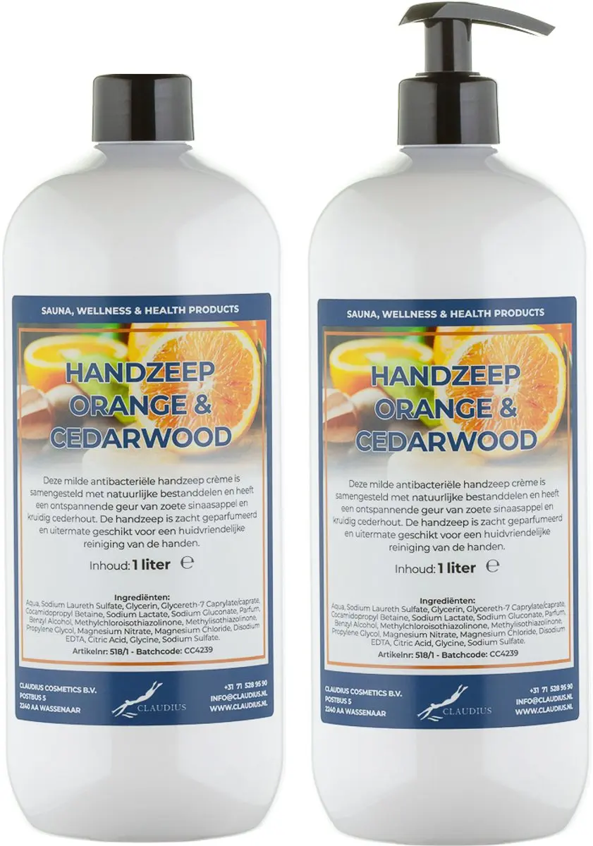 Splashbox Cosmetics Handzeep Sweet Orange & Cedarwood 2L - 2 Stuks