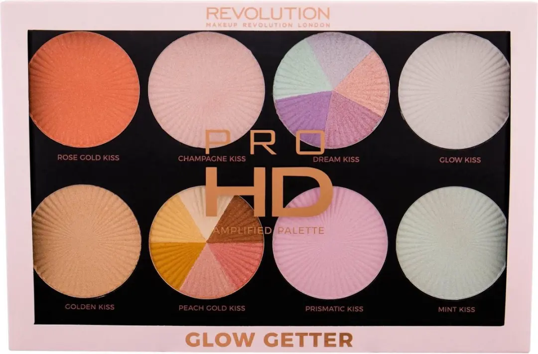 Makeup Revolution Pro HD Glow Getter Highlighter Palette - 8 Stuks