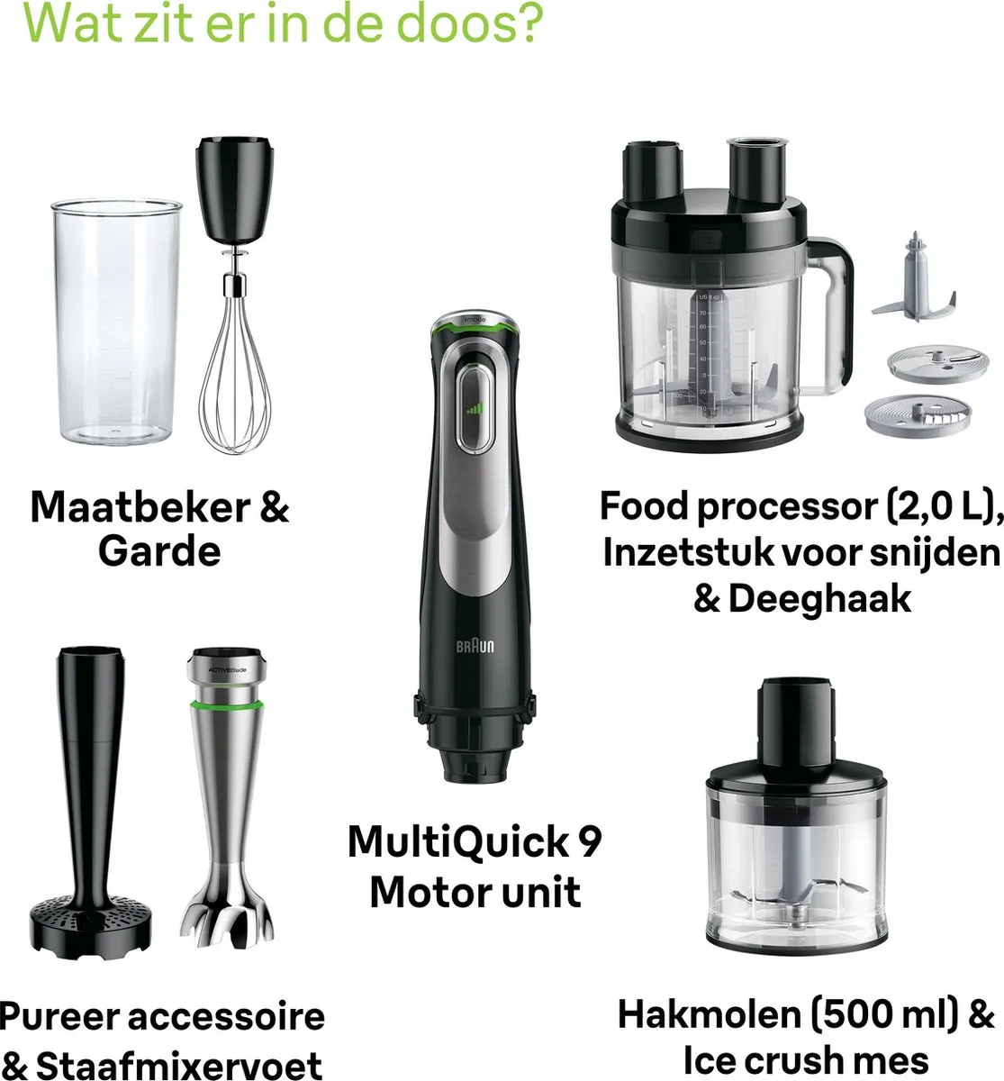Braun MultiQuick 9 MQ9187XLI Staafmixer - 1200W - Zwart