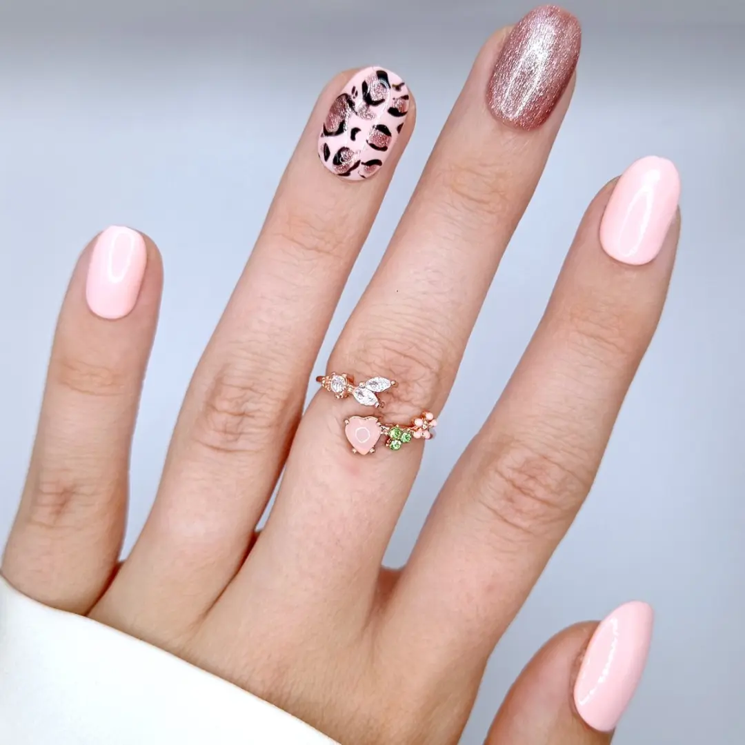 SD Press on Nails Wild Nude Pink Leopard Nagelset - 20 Stuks - M