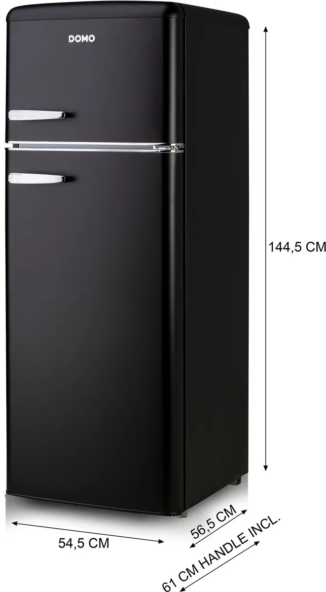 Domo DO91775R Retro Koelvriescombinatie 206L - Mat Zwart