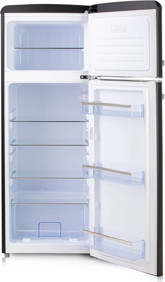 Domo DO91775R Retro Koelvriescombinatie 206L - Mat Zwart