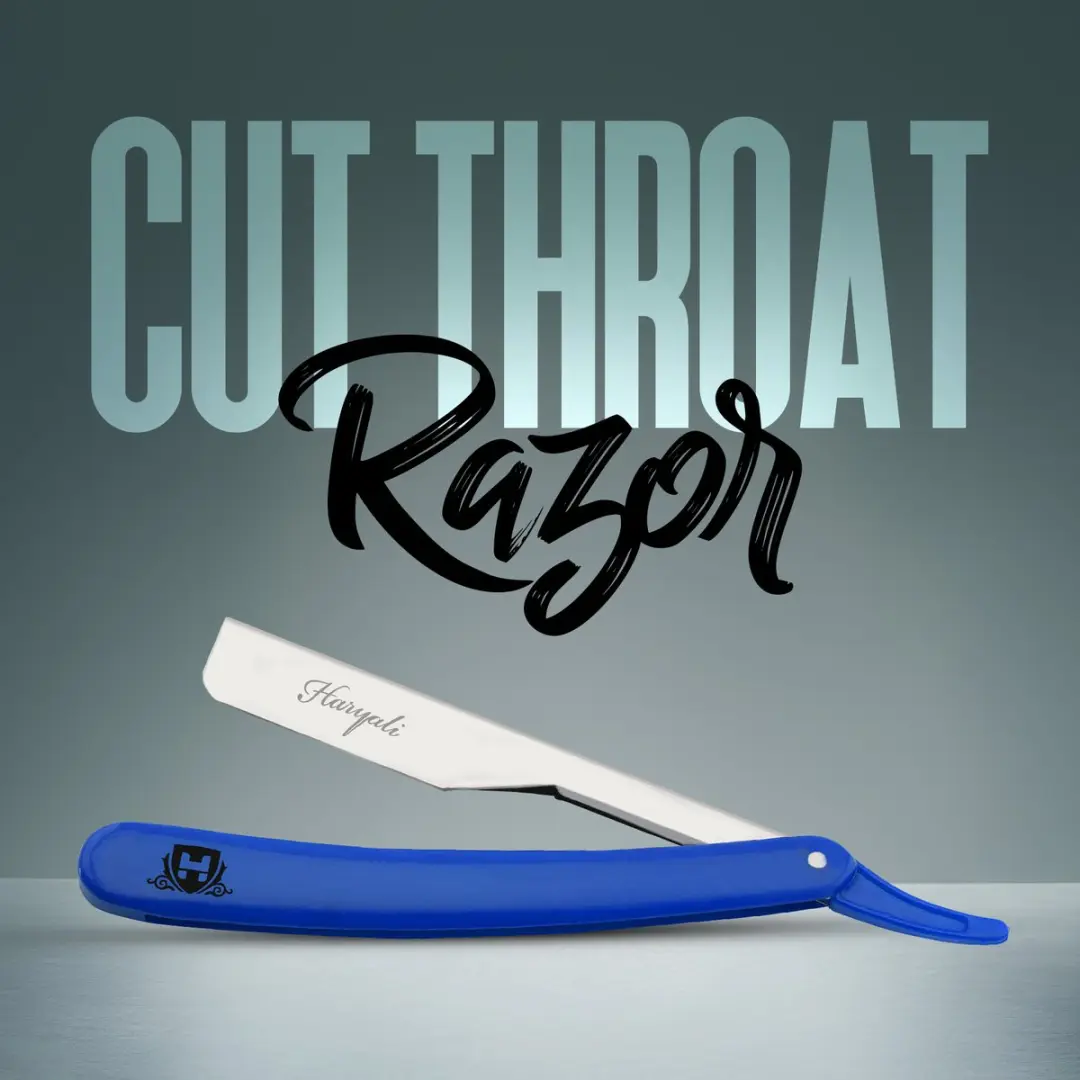 Haryali London Cut Throat Scheermes Blauw - Vervangbaar Mesje