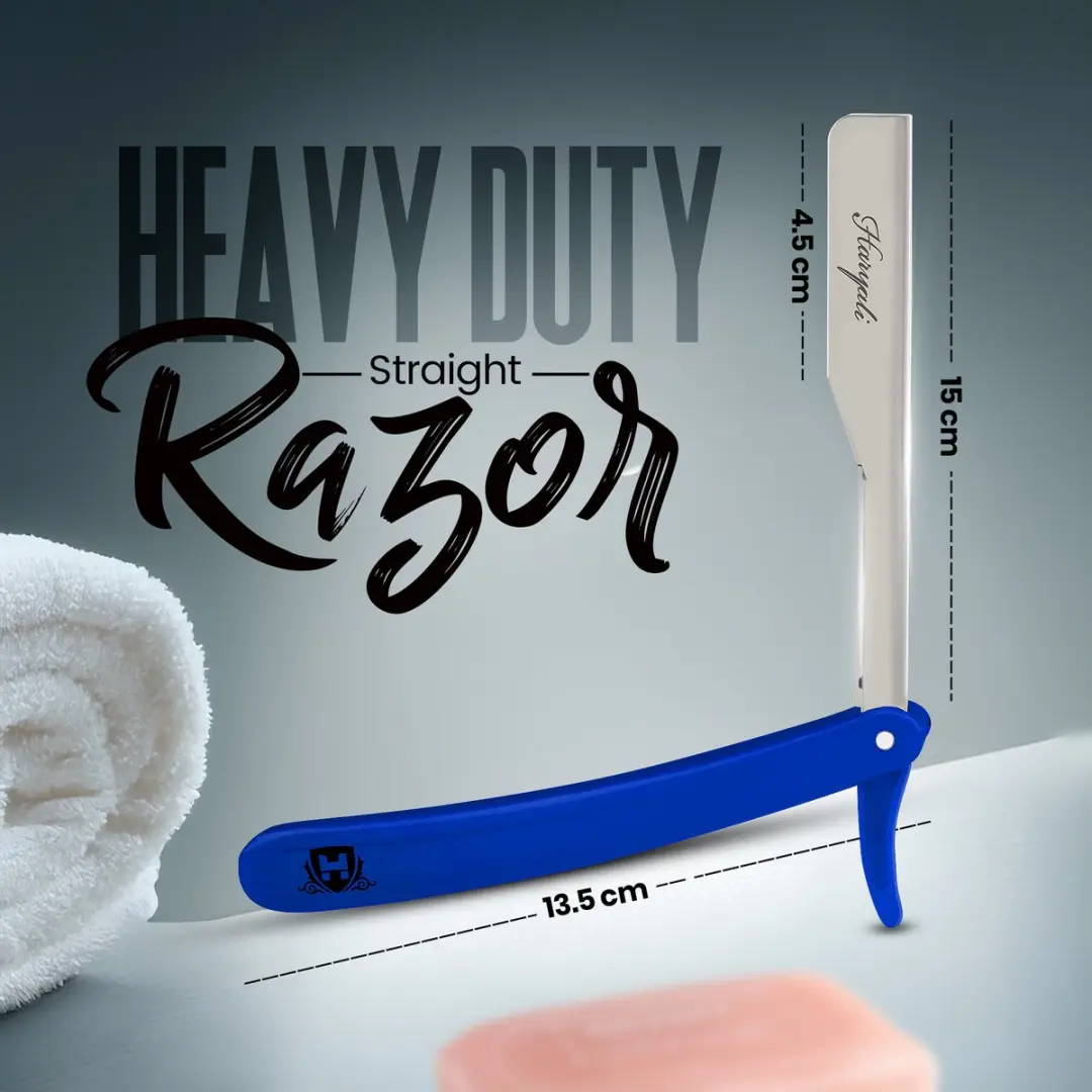 Haryali London Cut Throat Scheermes Blauw - Vervangbaar Mesje - afbeelding 6 van 6