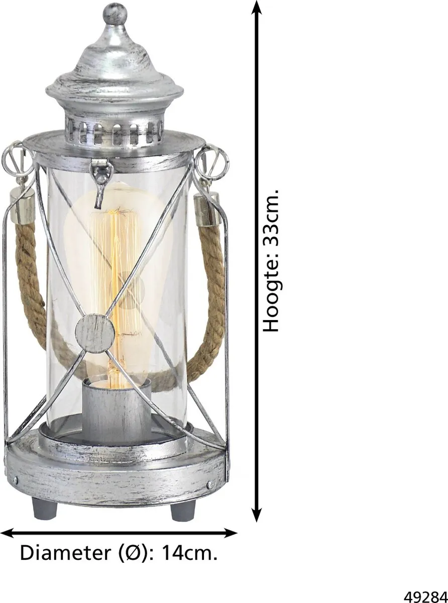 Eglo Vintage Bradford Tafellamp - Antiek Zilver - 1 Lichtpunt - afbeelding 6 van 6