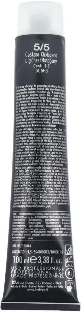 Inebrya Permanent Haarkleur Nº 5/5 Mahonie 100ml