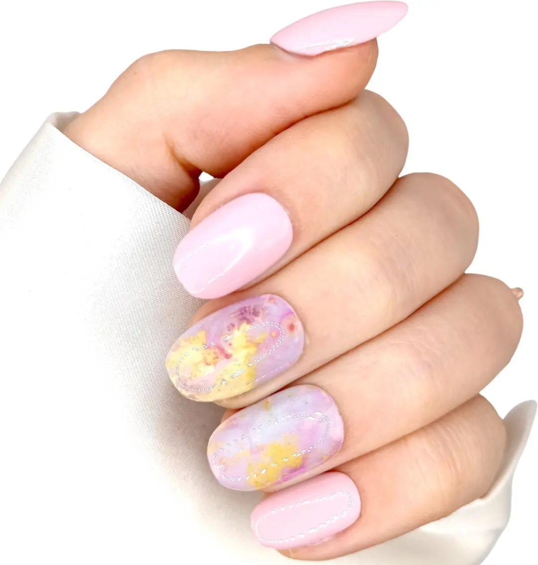 SD Press on Nails B-88 Plaknagels Roze Marble
