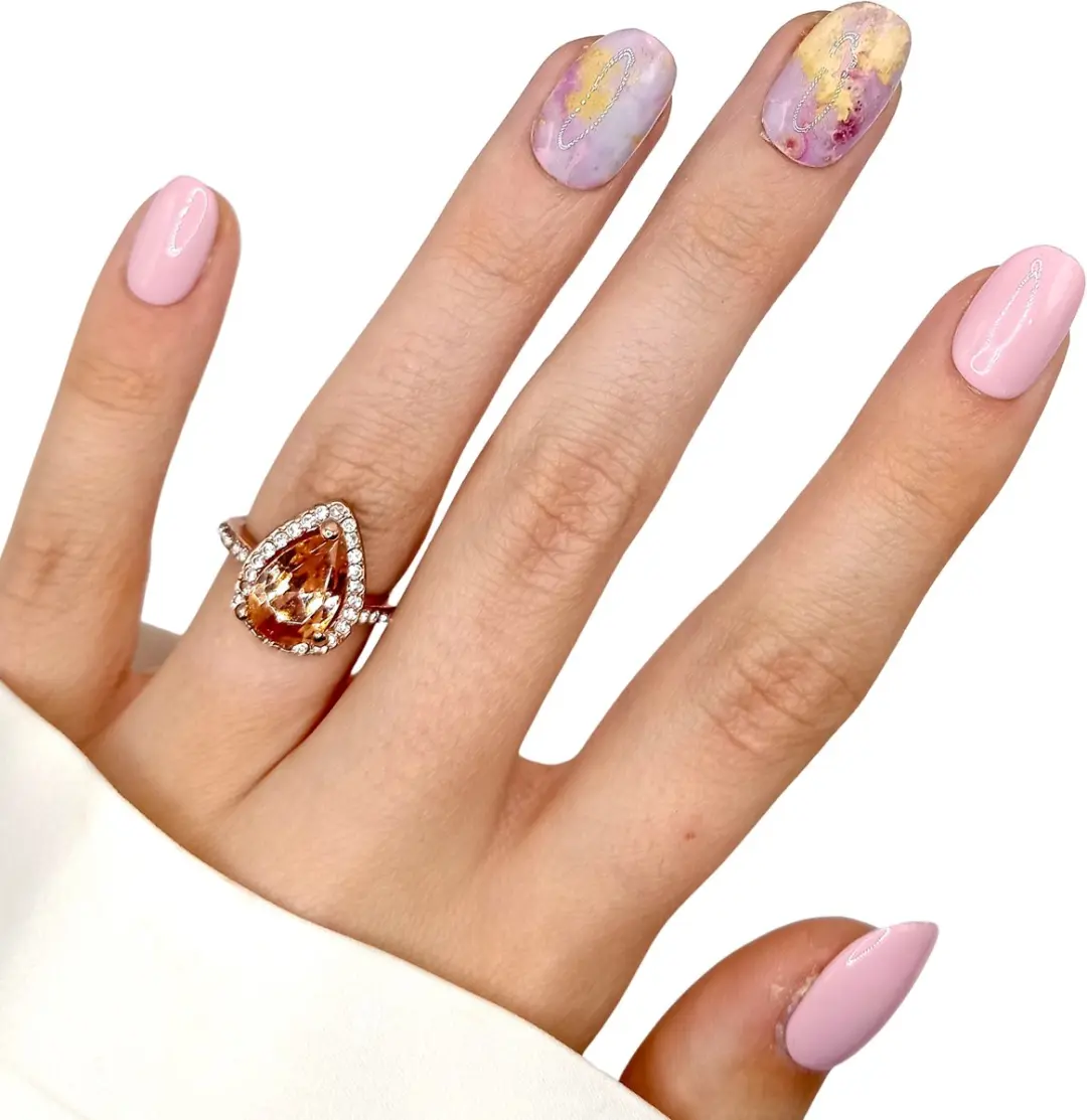 SD Press on Nails B-88 Plaknagels Roze Marble - 20 Stuks