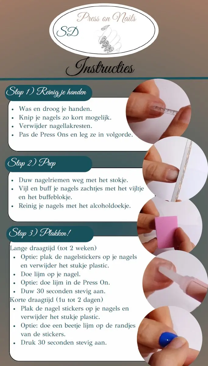 SD Press on Nails B-88 Plaknagels Roze Marble - 20 Stuks