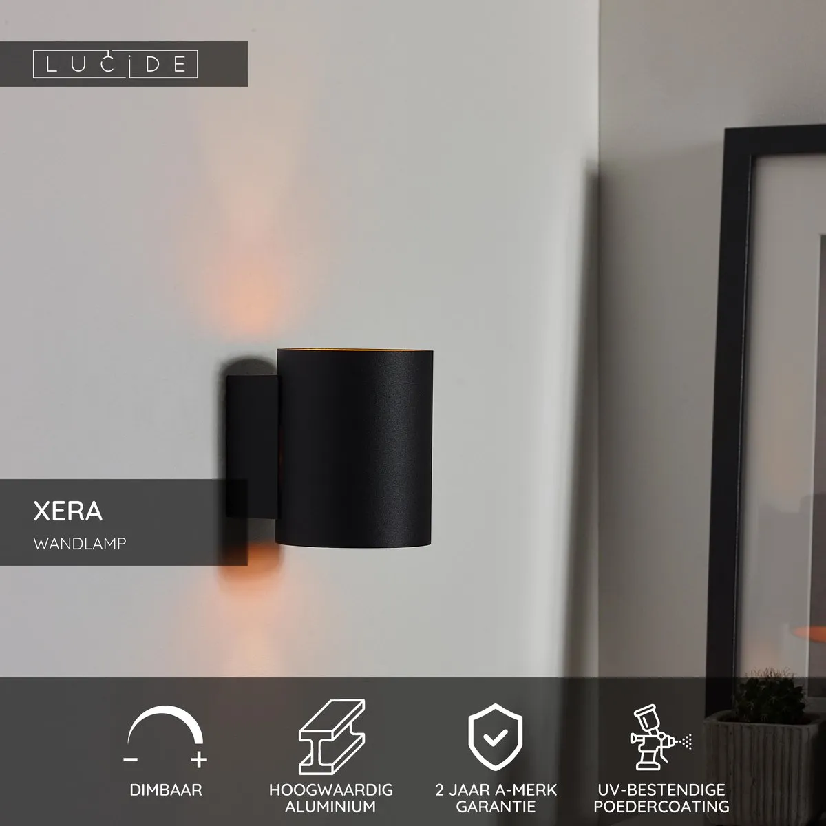 Lucide XERA Wandlamp Ø8cm - 1xG9 - Zwart
