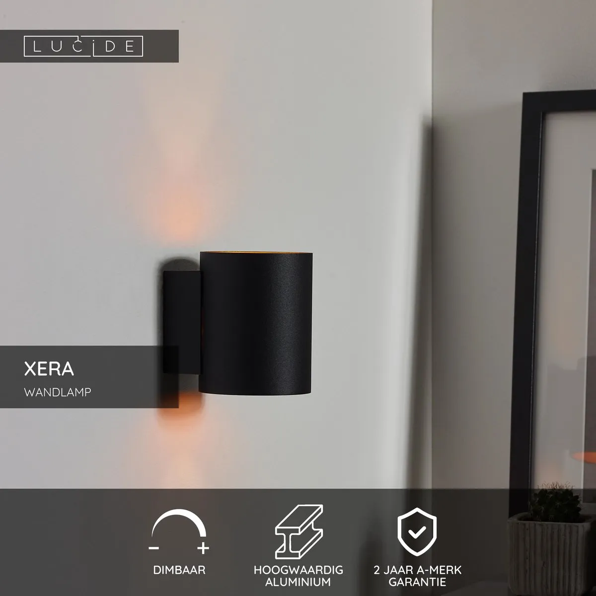 Lucide XERA Wandlamp Ø8cm - 1xG9 - Zwart