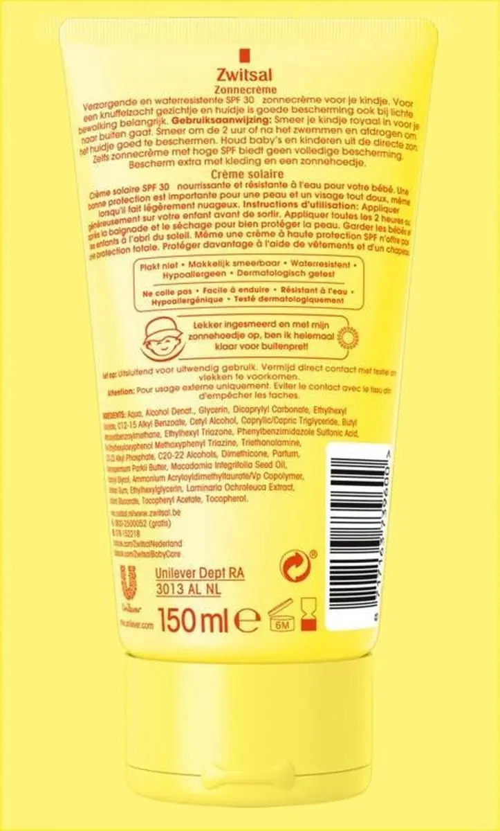 Zwitsal Zonnecrème SPF 30+ 150ml - Lichaam