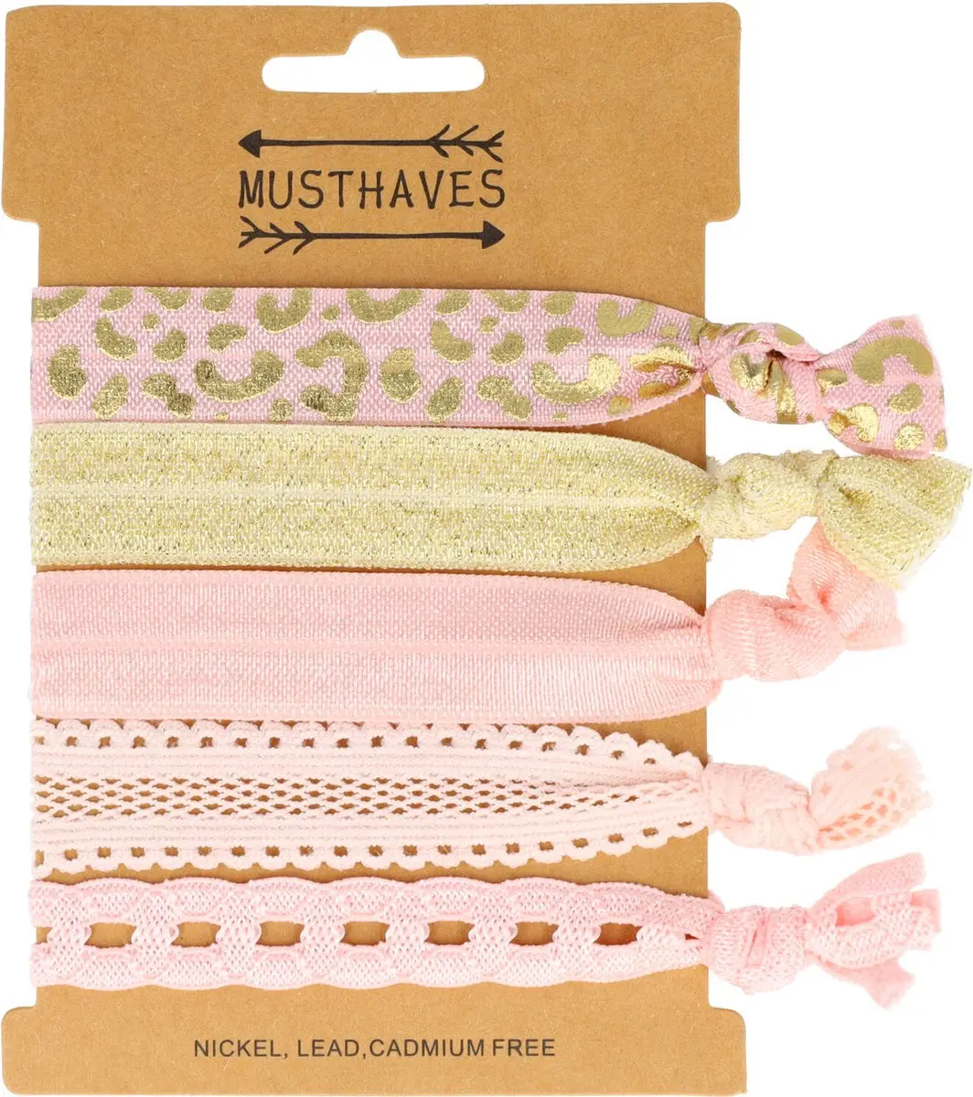 Haarsoires Haarelastieken Armband Kant Roze Creme