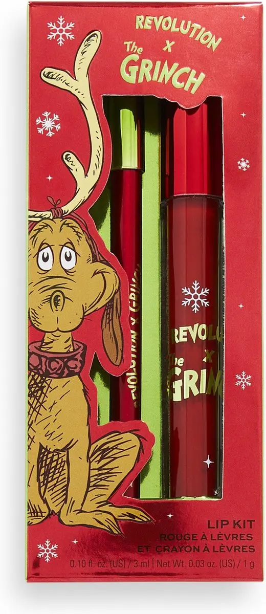 Makeup Revolution x The Grinch Little Max Lip Kit - Rood