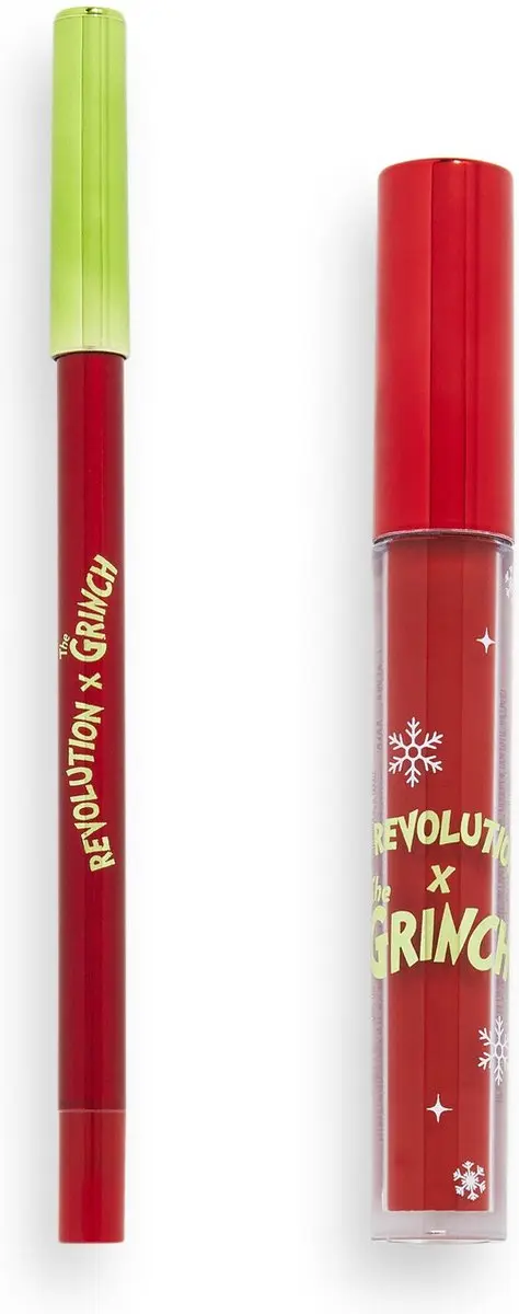 Makeup Revolution x The Grinch Little Max Lip Kit - Rood