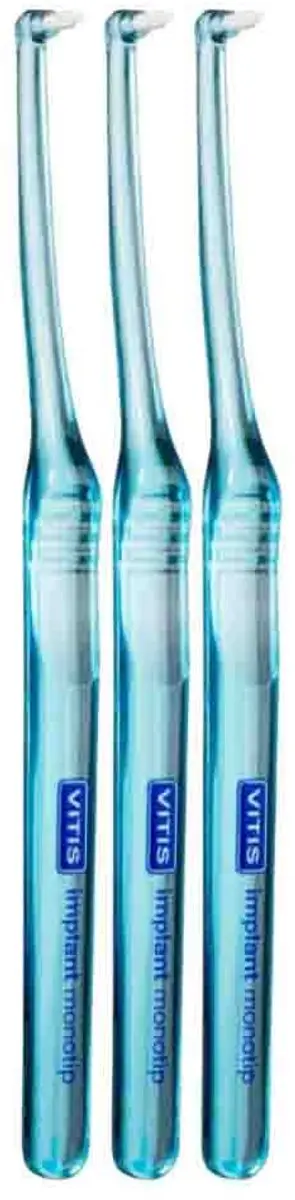 Vitis Implantaten Tandenborstel Monotip - 3 Stuks - Blauw