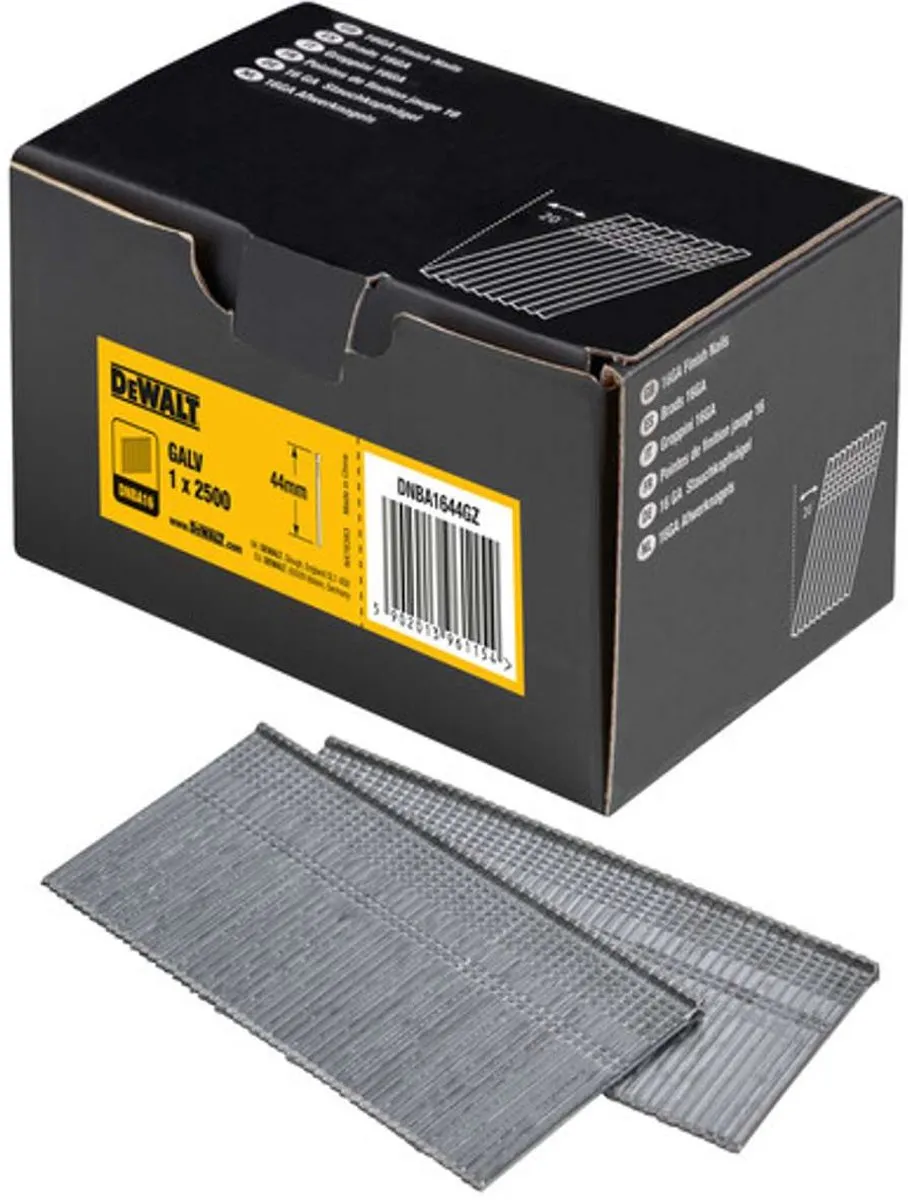 DeWalt DNBA1644GZ Gegalvaniseerde Bradspijltjes 16 Gauge 1.6x44mm - 2500 Stuks - afbeelding 6 van 6