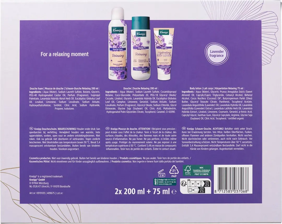 Kneipp Luxe Geschenkset Relaxing Lavendel - Douchegel & Bodylotion 475ml