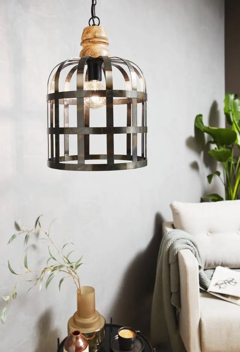Eglo Oldcastle Hanglamp - 1 Lichtpunt - Ø32cm - Metaal/Hout