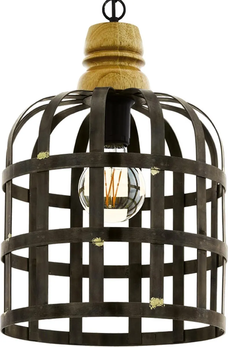 Eglo Oldcastle Hanglamp - 1 Lichtpunt - Ø32cm - Metaal/Hout - afbeelding 6 van 6