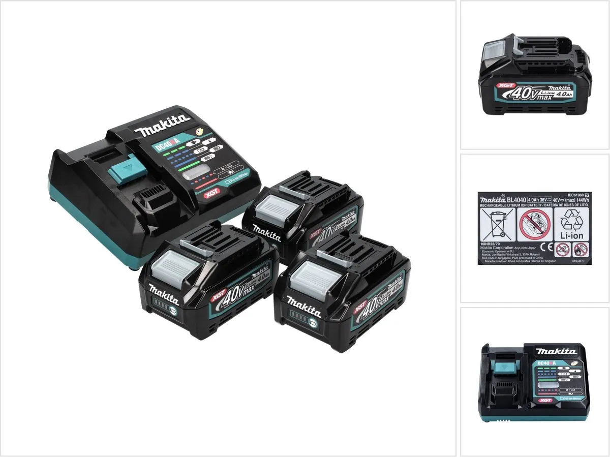Makita Power Source Kit 40V max 3x BL4040 4Ah + DC40RA Snellader