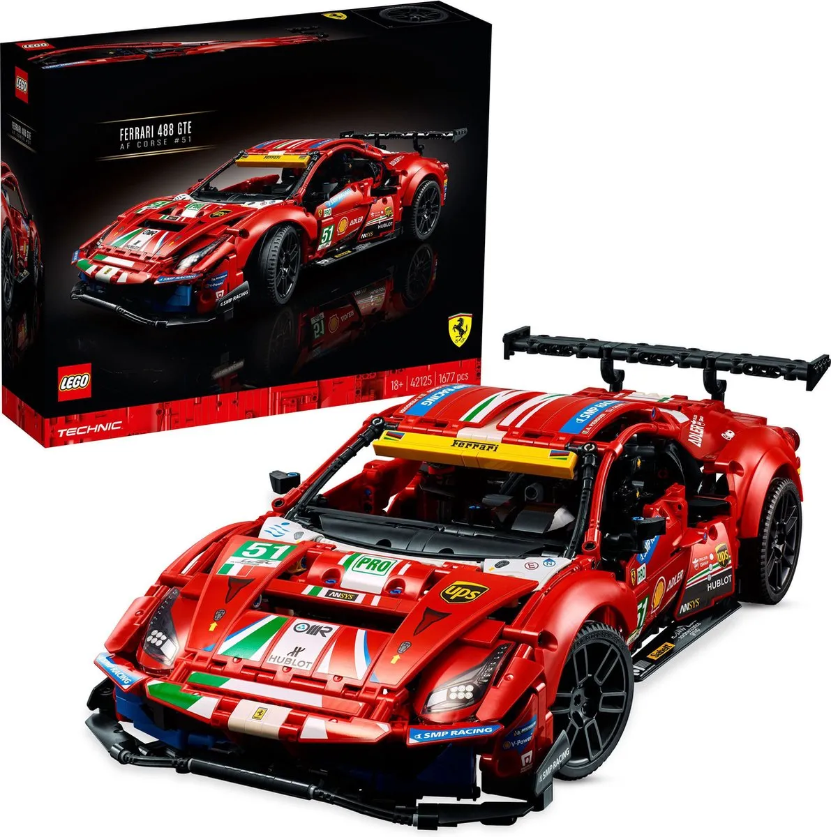 LEGO Technic Ferrari 488 GTE AF Corse #51 42125 - 564 Stukken - Rood