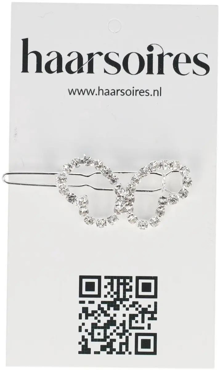 Haarsoires Haarspeld 3cm - Vlinder Strass - Zilver