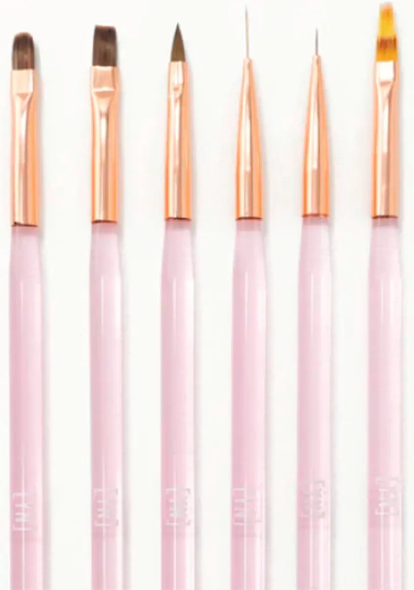 Young Nails Art Brushes Set - 6 Stuks - Roze