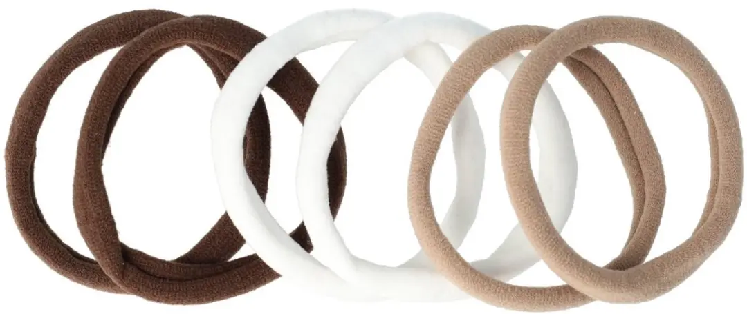 Haarsoires Basic Endless Armband - 6 Stuks - Bruin/Wit