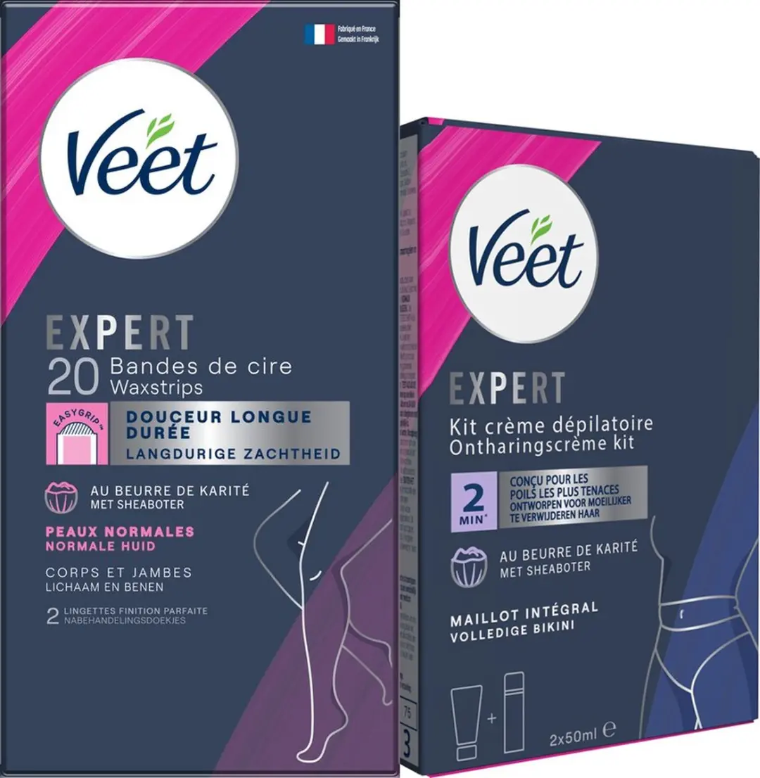 Veet Expert Ontharingsstrips Benen 20st & Bikini Kit 100ml