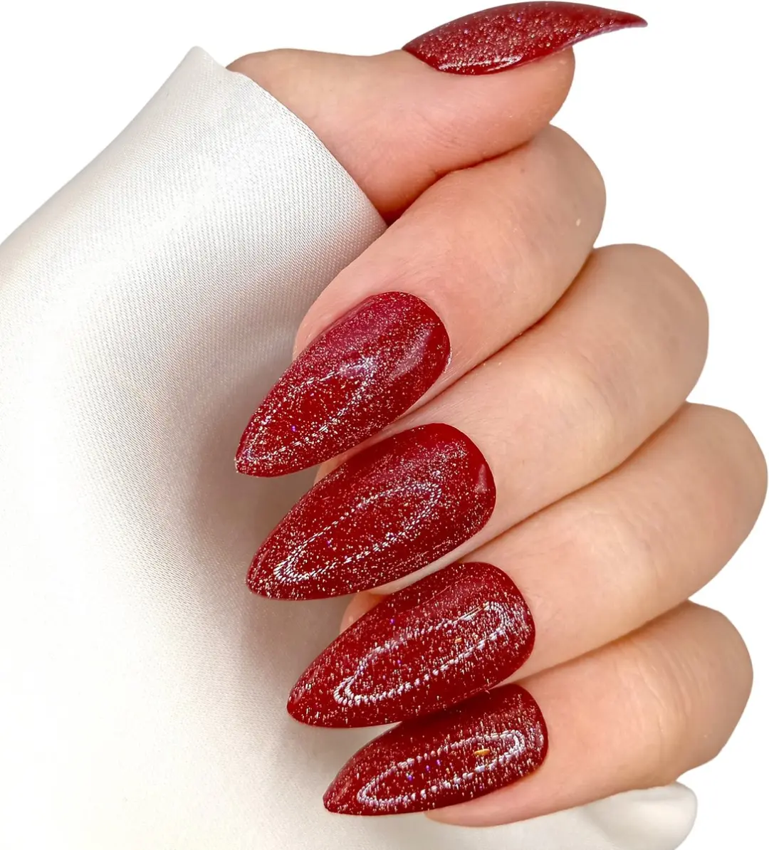 SD Press on Nails No. 161 Lambada Rood Shimmer Plaknagels