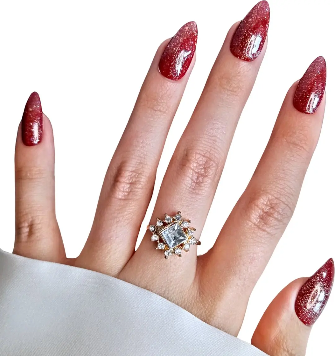 SD Press on Nails No. 161 Lambada Rood Shimmer Plaknagels - 20 Stuks