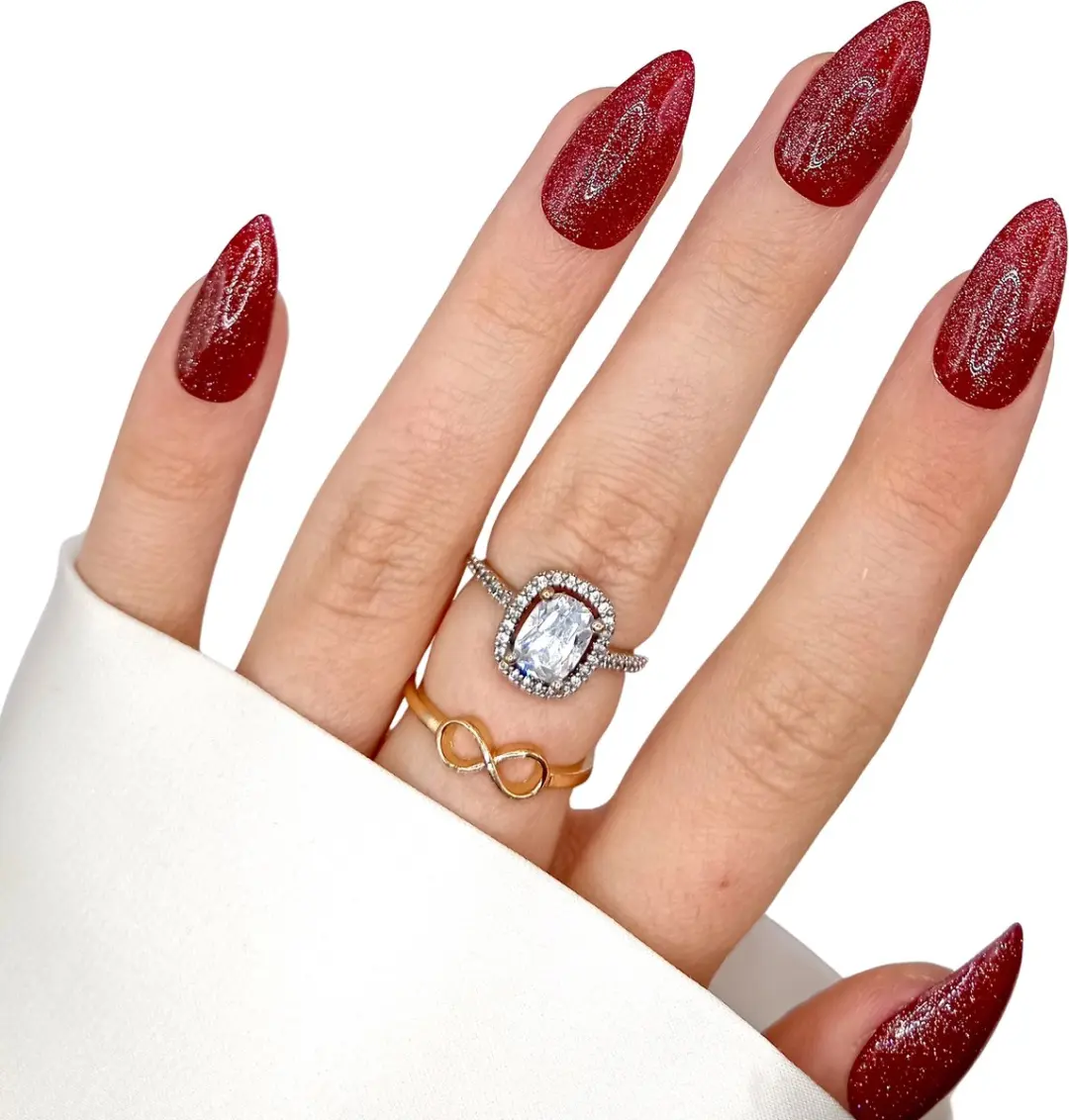SD Press on Nails No. 161 Lambada Rood Shimmer Plaknagels - 20 Stuks